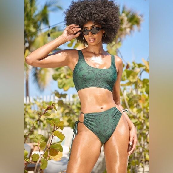 VIPER BIKINI-GREEN PRINT - Picture 1 of 5